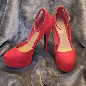 JUSTFAB Red Suede High Heels